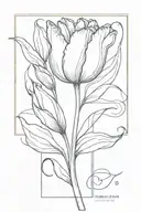 tulip and January 28 1975 in Roman numerals tattoo design idea