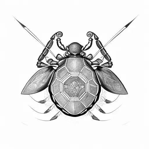 round scarab with thick pointed pincers, no wings tattoo design idea