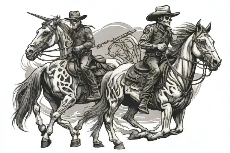 skeleton cowboy riding a horse tattoo design idea