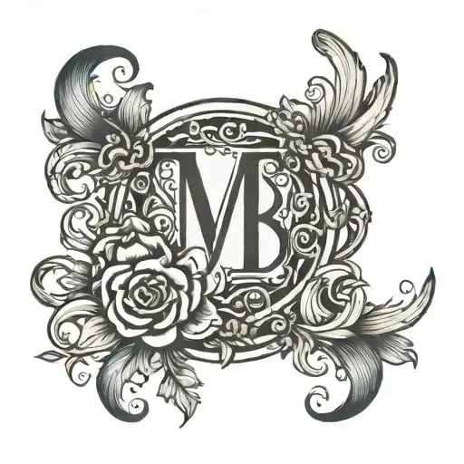 make the letters MB into a hear tattoo design idea