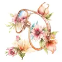 eyeglass front view with flowers on one side tattoo design idea