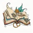 Open book with electronic circuits tattoo design idea