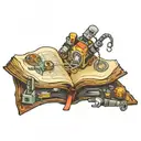 Open book with electronic circuits tattoo design idea