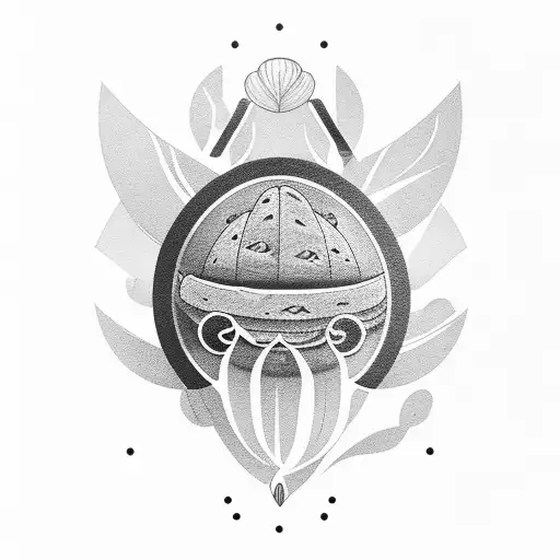 A bread slice anda a mango tattoo design idea