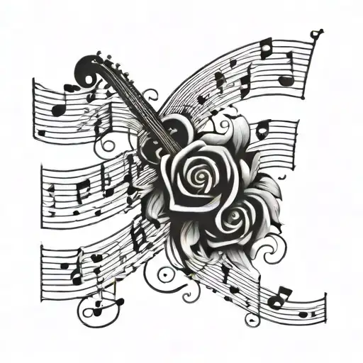sweet music written across with song notes floating tattoo design idea
