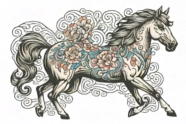 horse, dog tattoo design idea