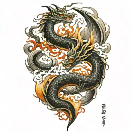 dragon breathing fire tattoo design idea