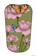 carnation, violet, lilly flowers and butterfly resting tattoo design idea