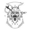 witcher fight with sword tattoo design idea