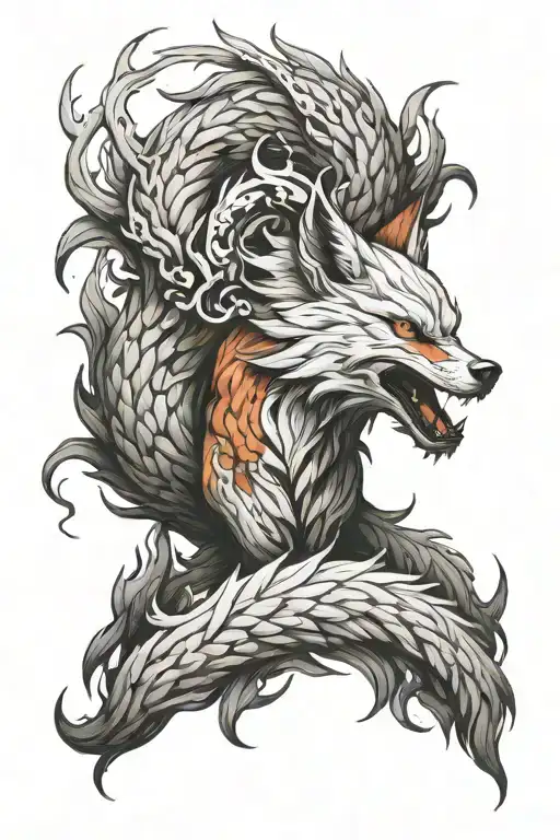 Nine Tailed Fox tattoo design idea