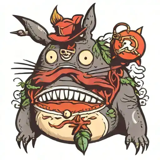 dark evil totoro tattoo design idea