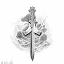 sword with a bible verse and a cross  tattoo design idea