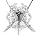 sword with a bible verse and a cross  tattoo design idea