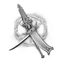 sword with a bible verse and a cross  tattoo design idea