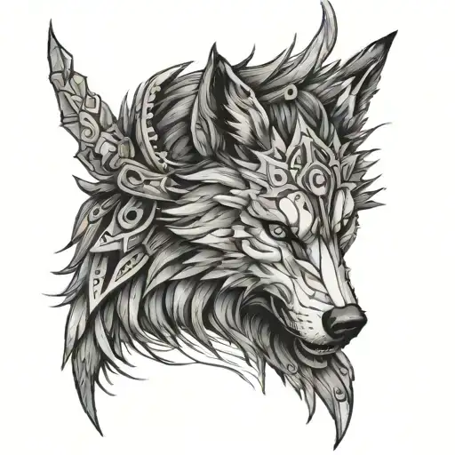 wolf warrior tattoo design idea