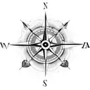 A compass with intricate arrow designs tattoo design idea
