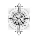 A compass with intricate arrow designs tattoo design idea