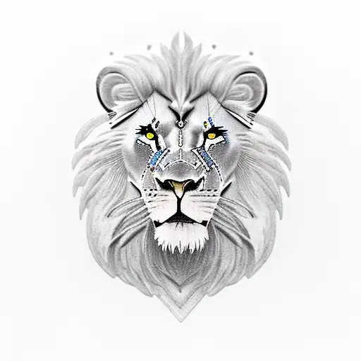 ares with lion tattoo design idea