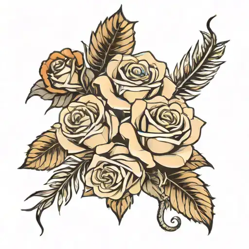 Roses and samoa arm sleeve tattoo design idea