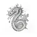 Dragon with flower and ivy tattoo design idea