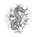 Dragon with flower and ivy tattoo design idea