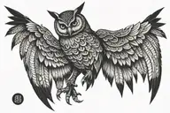 gothic owl wings spread tattoo design idea