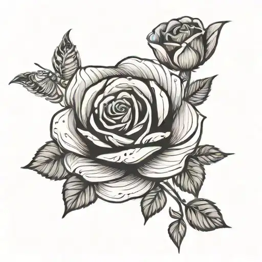 black rose, ankle tattoo, behind the rose delicate stripes like zebras tattoo design idea