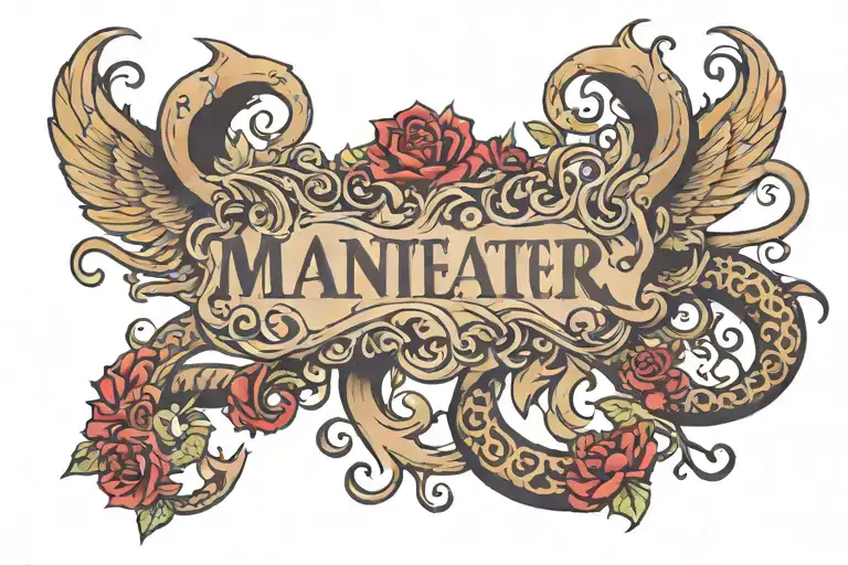 maneater  text tattoo design idea