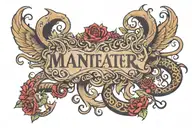 maneater  text tattoo design idea