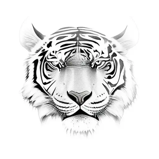 tigre Chino con influencia mapuche y trekking  tattoo design idea