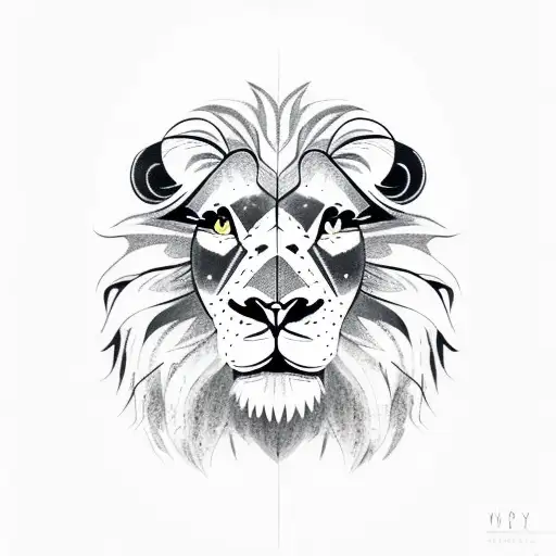 lamb with lion tattoo design idea