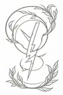 A minimalist design of a lightning bolt intertwined with a laurel wreath, symbolizing the magical world of Harry Potter and the concept of eternal love tattoo design idea