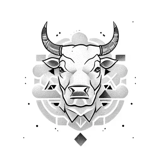 Bull head with a stock market graph incorporated into the design tattoo design idea