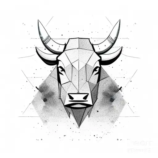Minimalistic bull head sketch with stock market charts as shading tattoo design idea