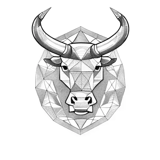 A geometric bull design inspired by stock market graphs and patterns tattoo design idea