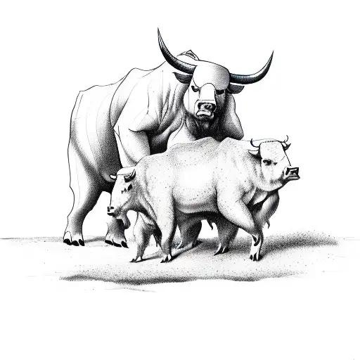 stock market bull vs bear tattoo design idea