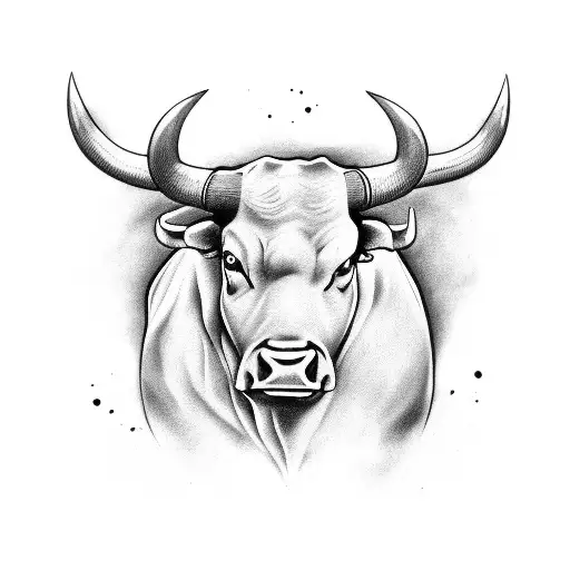Bull with a stock market graph incorporated into its horns tattoo design idea