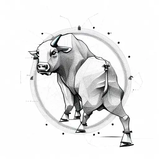 A stock market graph forming the shape of a bull and bear tattoo design idea