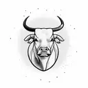 Bull with a stock market graph incorporated into its horns tattoo design idea