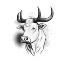Bull with a stock market graph incorporated into its horns tattoo design idea