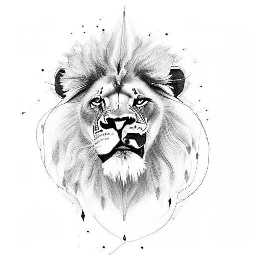 A dominant lion roaring with a film camera in its paw, embodying power and creativity tattoo design idea