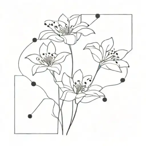 abstract flowers with ink dots tattoo design idea