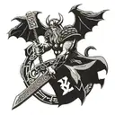 A dynamic and powerful design featuring Thor wielding his hammer Mjölnir in a fierce battle with the Midgard Serpent, incorporating the runes of Thurisaz, Fehu, and Uruz in the background tattoo design idea