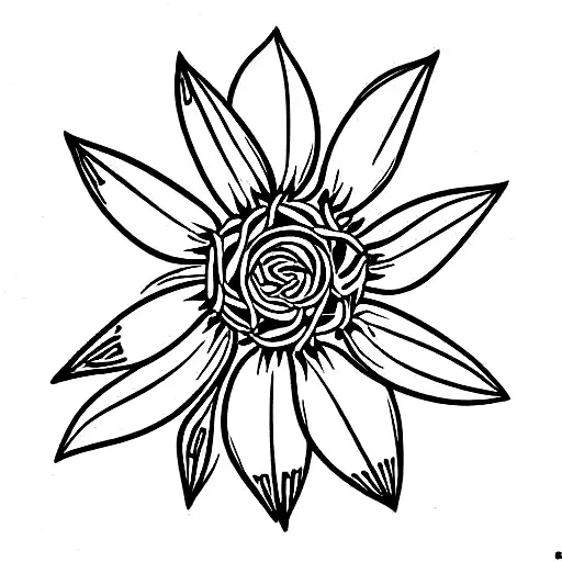 edelweiss flower with stem and 1968 tattoo design idea