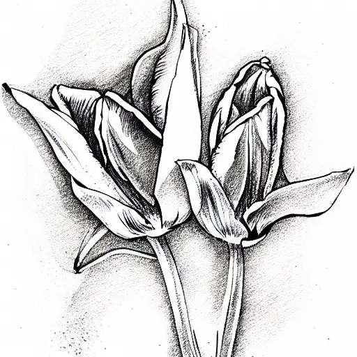 Two tulip flower tattoo design idea