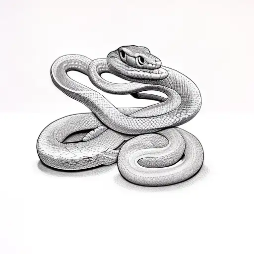  snake wrapped around upper arm with desk gna in between coils tattoo design idea