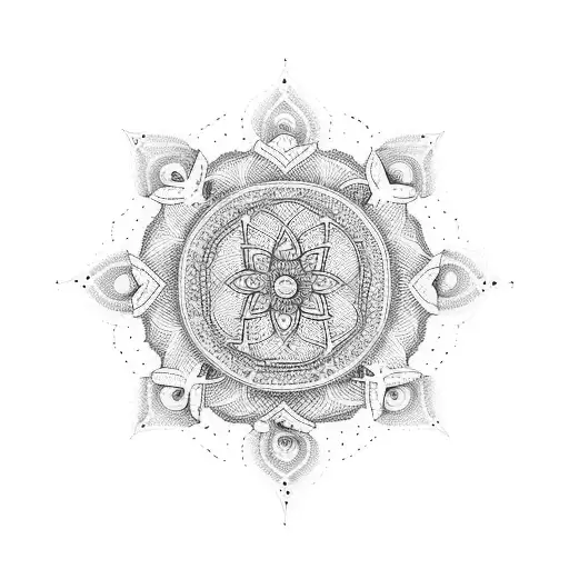 A dotwork tattoo of a traditional Indian tabla drum surrounded by swirling music notes, showcasing your passion for Indian music tattoo design idea