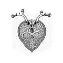 anatomically correct heart made out of gears tattoo design idea