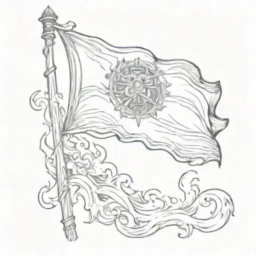 burning white flag tattoo design idea