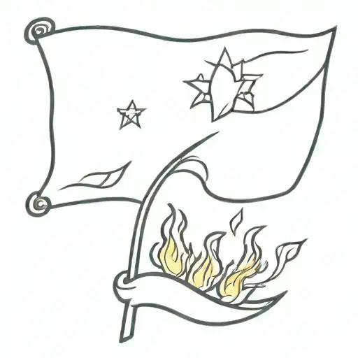 burning white flag tattoo design idea